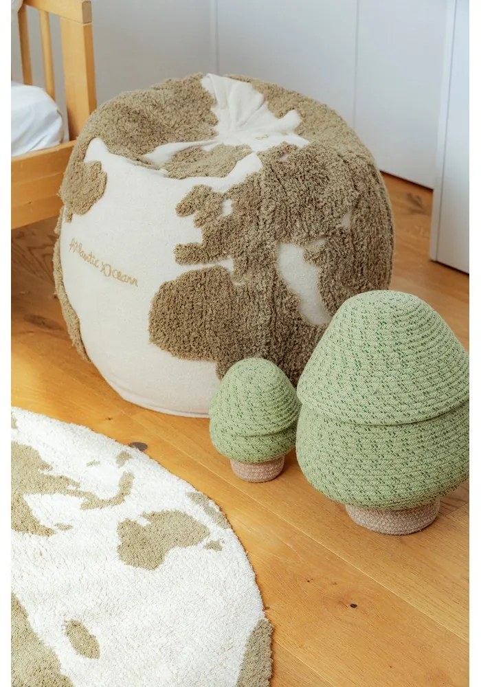 Zielono-kremowy dziecięcy worek do siedzenia World Map – Lorena Canals