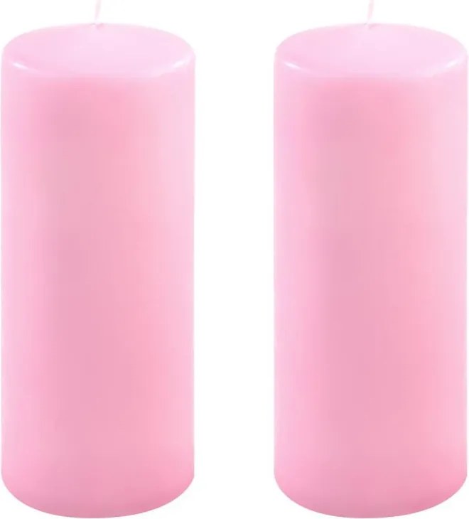 Zestaw świec słupkowych, 20 cm, Ø 7,5 cm, różowy, 2 szt
