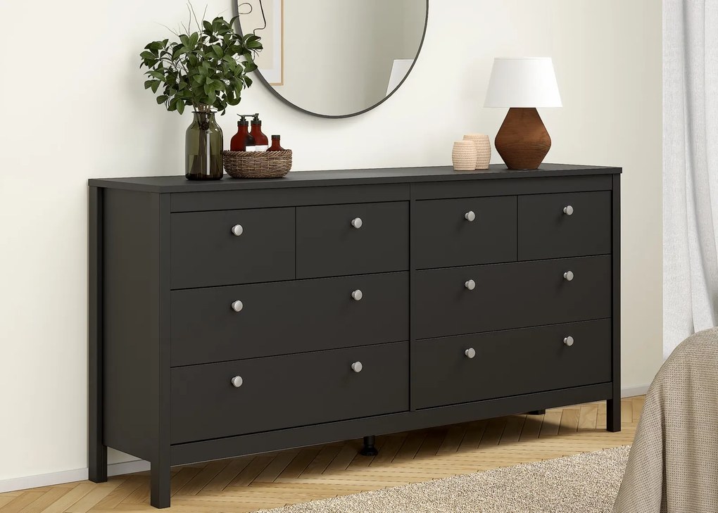 Czarna komoda z szufladami Madrid 4+4