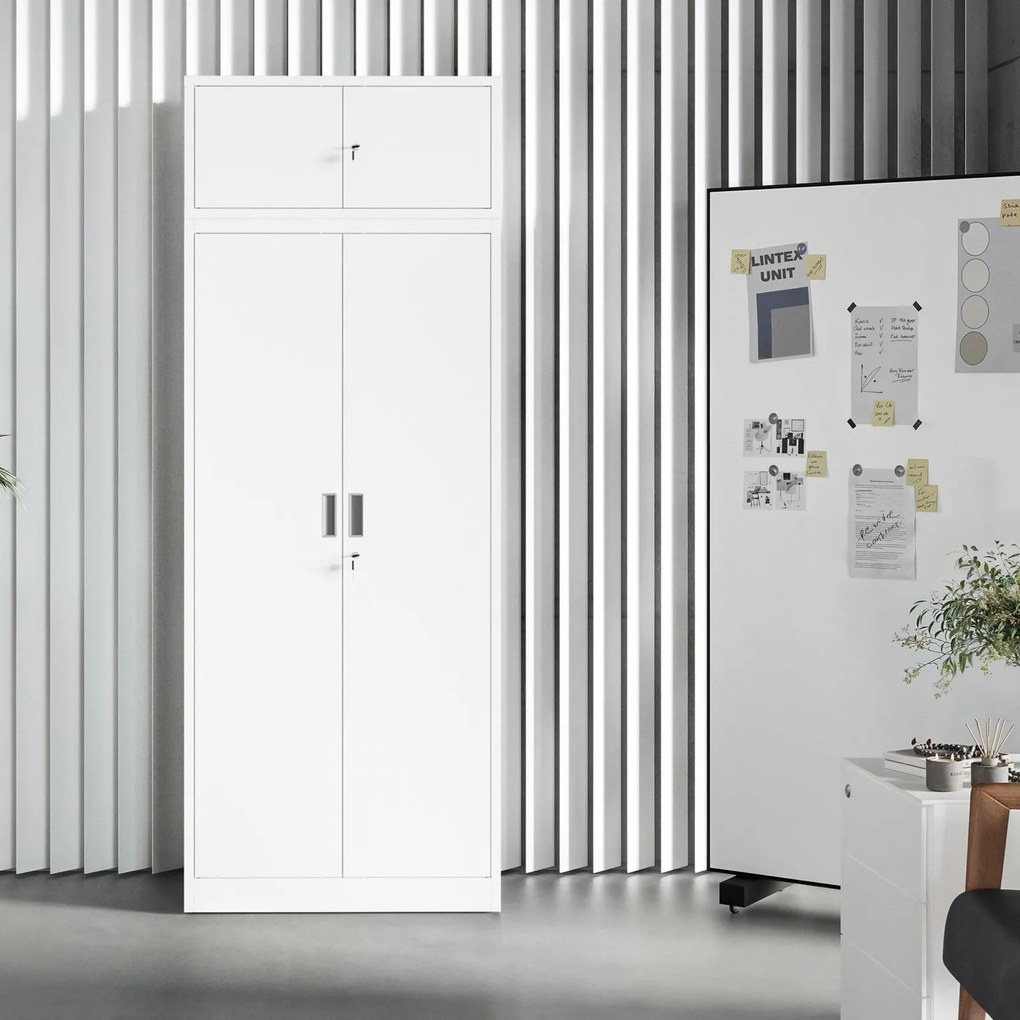 Metalowa nadstawka do szafy biurowej Ewa Compact, kolor biały