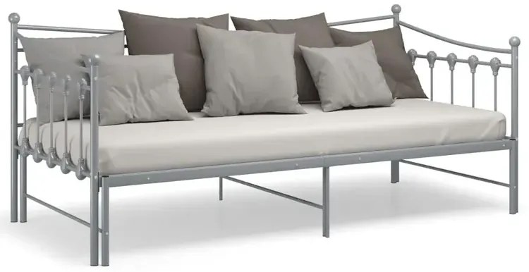 Szare rozkładane łóżko metalowe 90x200 cm - Sawga