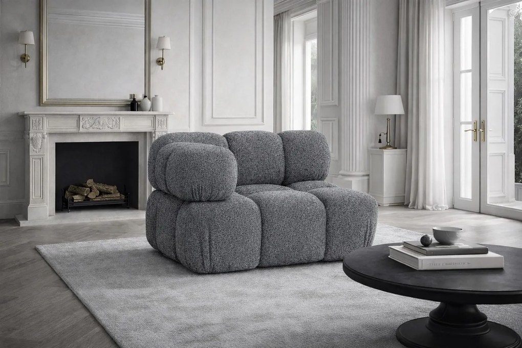 Moduł narożny, róg, do systemu modułowego, tkanina bukla Abriamo, Ciemnoszary, Selia