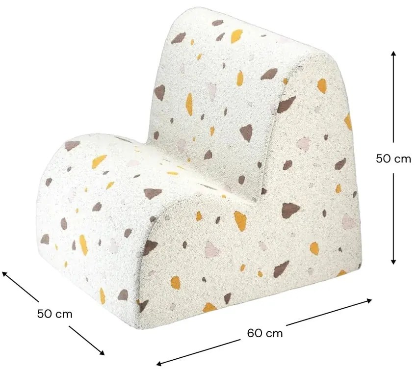 Biały fotel dziecięcy z materiału bouclé/z tkaniny szenilowej Terrazzo Cloud – Wigiwama