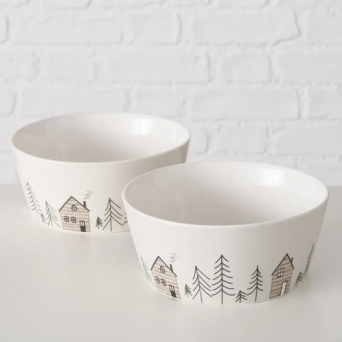 Miseczka z zimowym motywem choinek HOMEWOOD, Ø15 cm