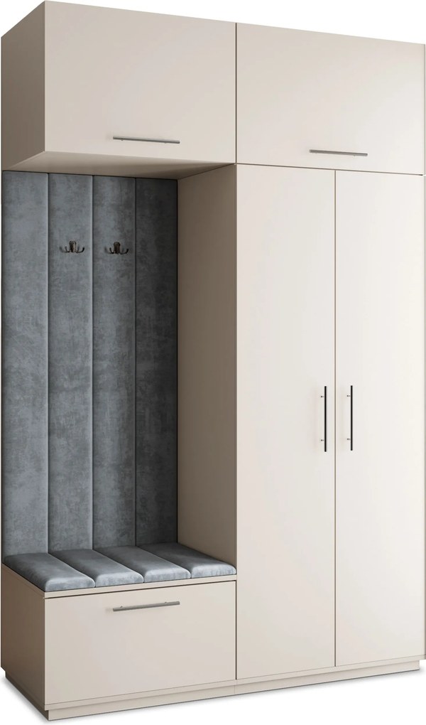 Masseno Garderoba REMA 150/240/60 cm Nowoczesna Szafa do Przedpokoju Kaszmir, MONOLITH 85 (Szary)