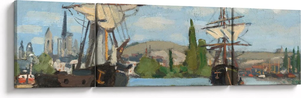 Obraz - Claude Monet, Ships Riding on the Seine at Rouen, reprodukcje (170x50 cm)