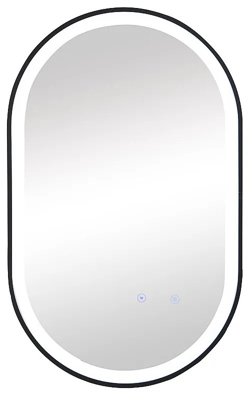 Lustro łazienkowe podświetlane owalne przeciwparowe z czarną ramą 60 x 90 cm - ALARICO