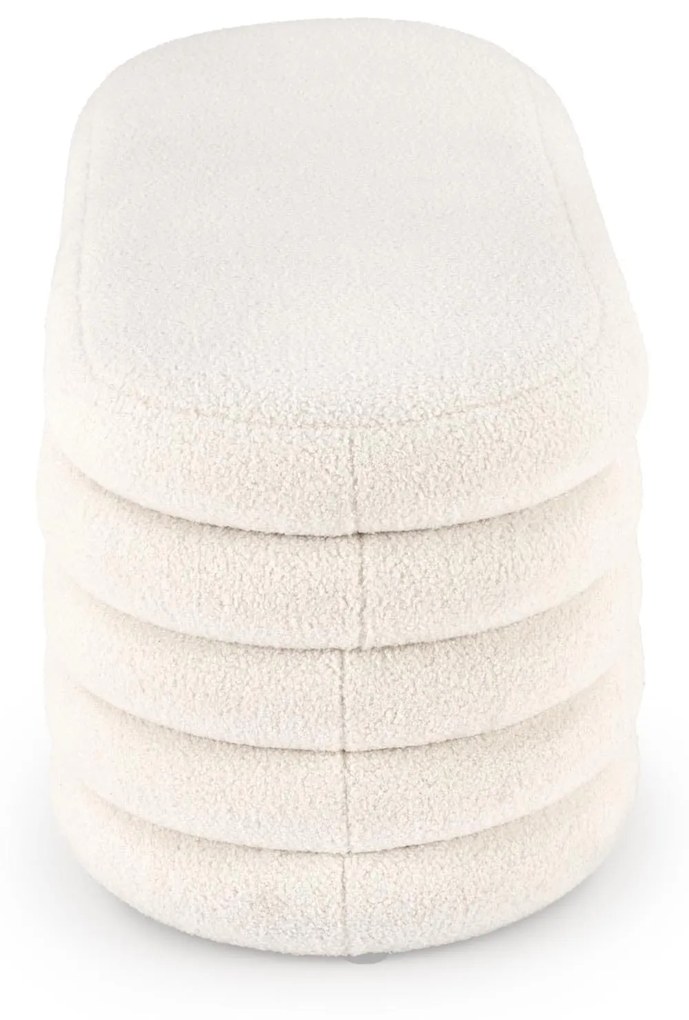 AURORA ławka, pufa z funkcją pojemnika, kremowy, boucle, nowoczesna, schowek