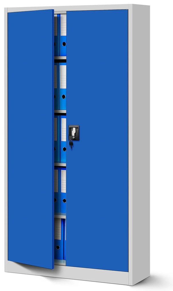 Zestaw 4x biurowa szafa metalowa na akta JAN H, 900 x 1950 x 400 mm, szaro-niebieska