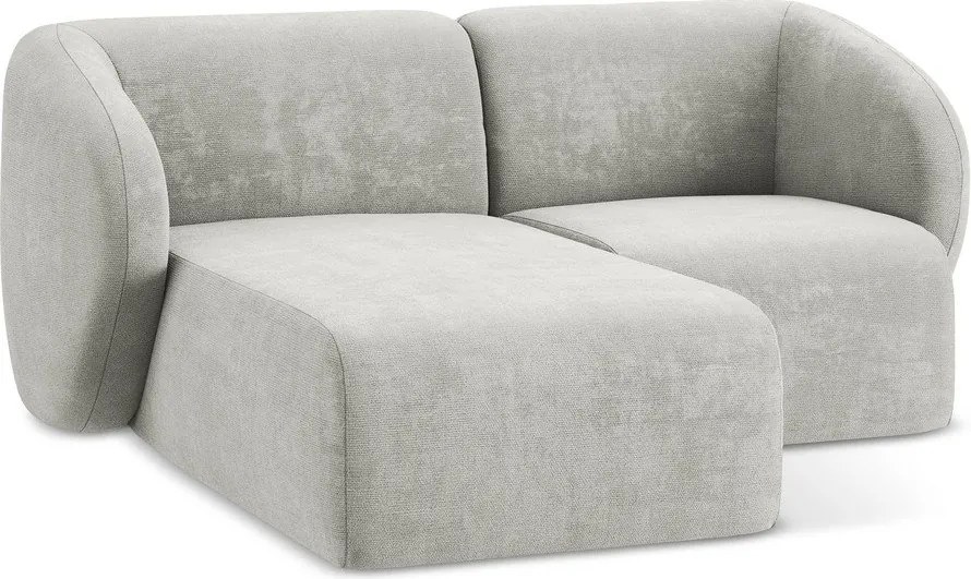 Jasnoszary narożnik z tkaniny szenilowej (lewostronny/z szezlongiem) Lani – Makamii