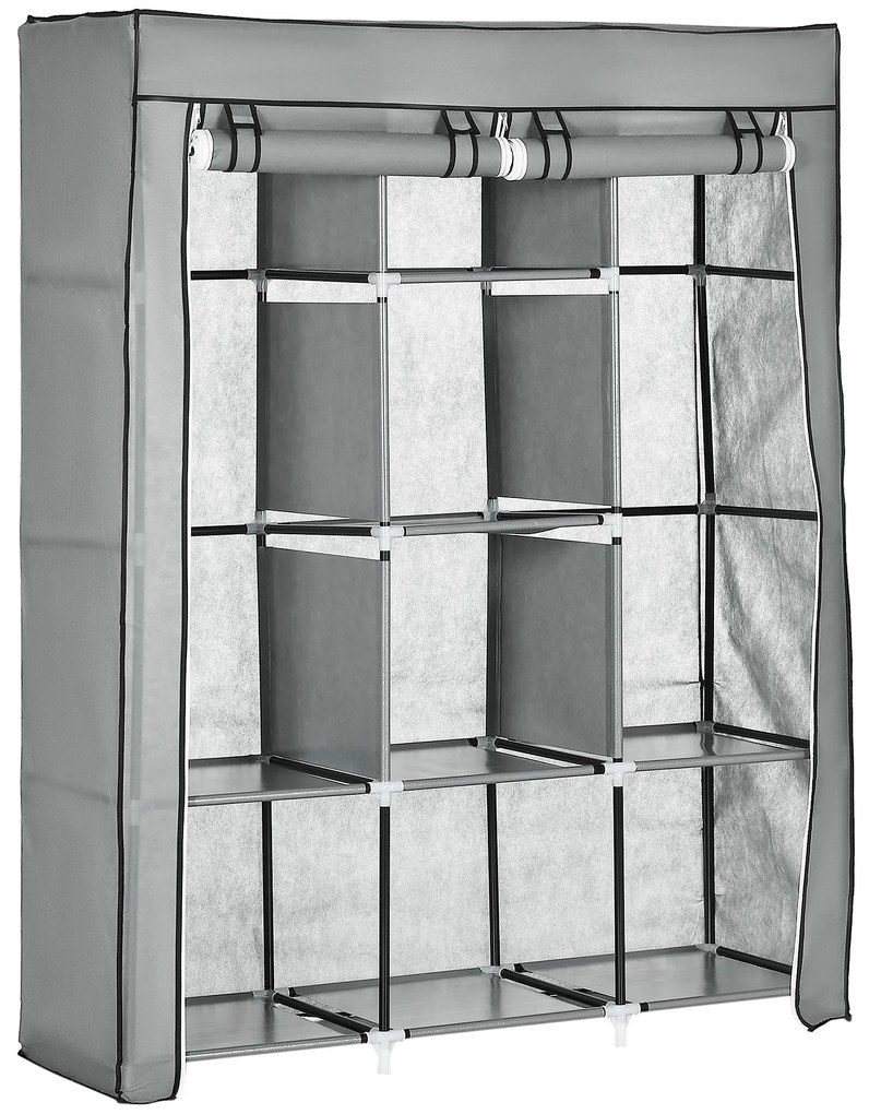 HOMCOM Szafa z tkaniny Składana z 8 poziomami i drążkami na ubrania Praktyczne przechowywanie | Aosom PL
