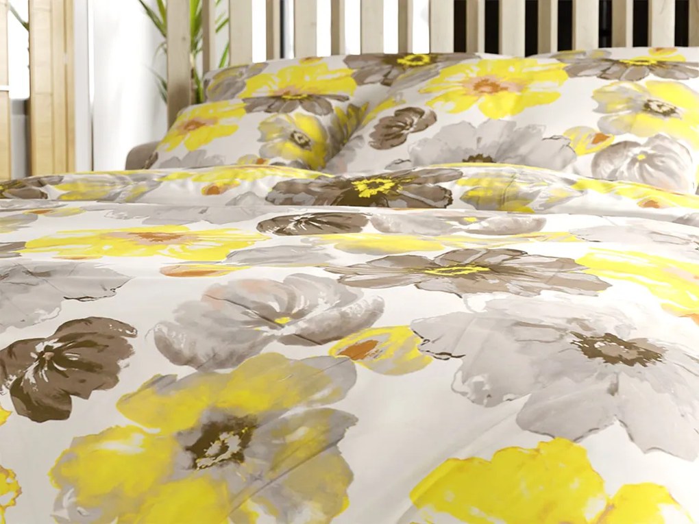 PrzytulneMieszkanie.pl PrzytulneMieszkanie.pl Pościel z mikrofibry FEONELLE żółto-szara Rozmiar pościeli: 2 szt 70 x 90 cm | 200 x 220 cm