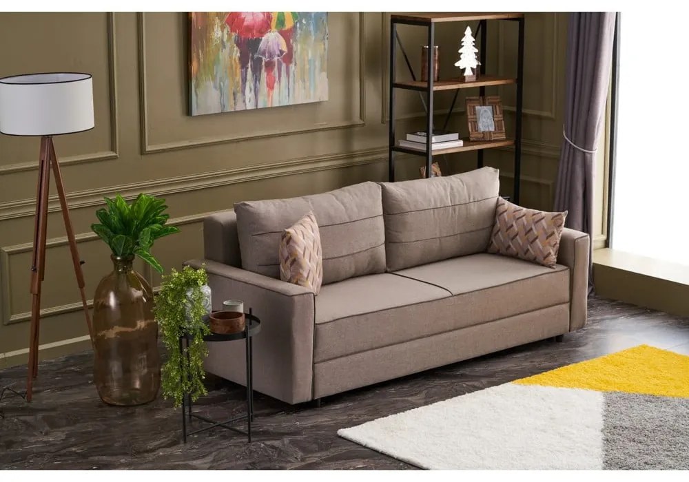 Jasnobrązowa rozkładana sofa 215 cm Ece – Artie