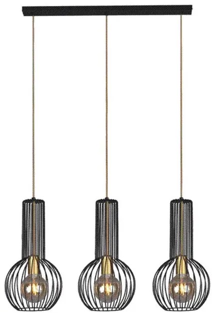 Czarno-złota loftowa lampa wisząca nad stół - 3X S135 L0-F74