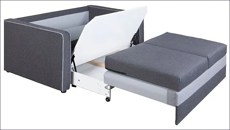 Popielata rozkładana sofa z pojemnikiem - Irlo