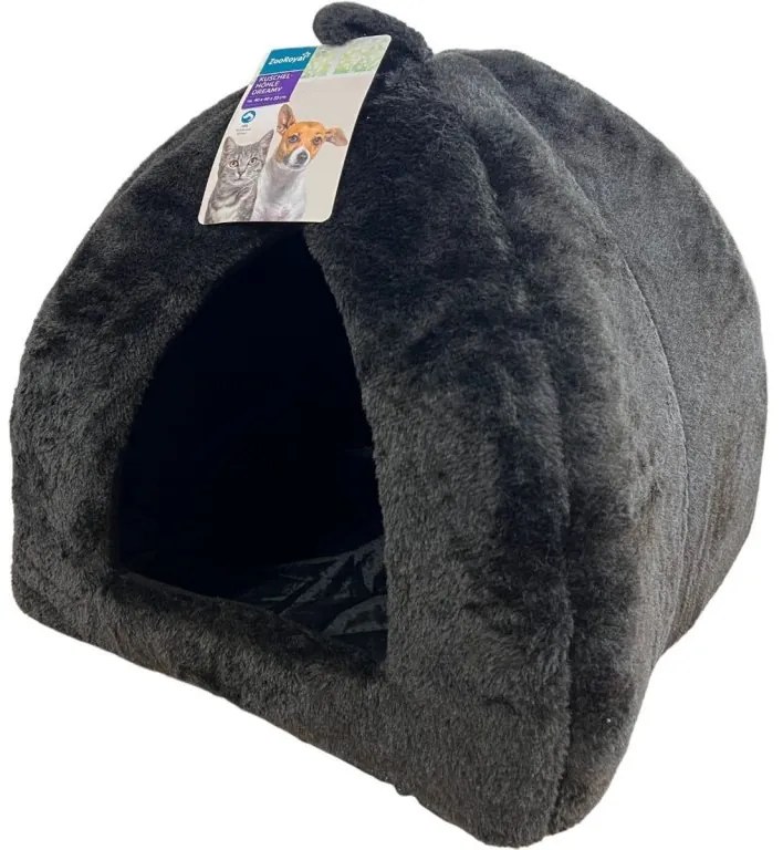 Pluszowe legowisko dla psa/kota HUISE 40x35 cm, czarno-szare