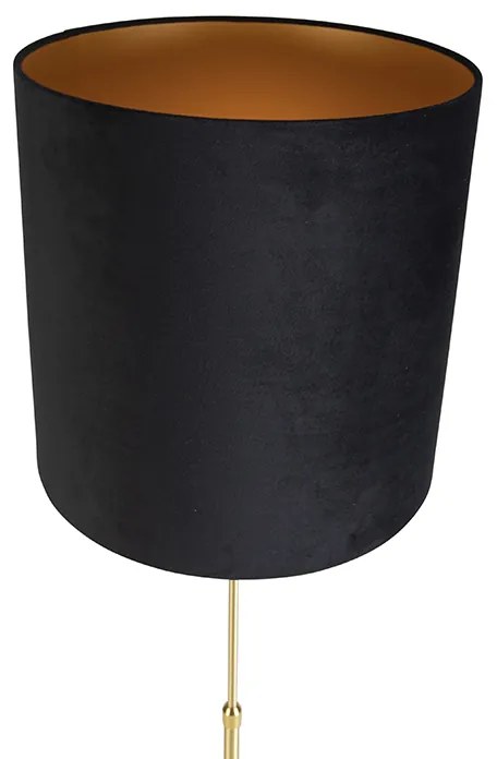 Lampa podłogowa złota/mosiężna z czarnym aksamitnym kloszem 40/40 cm - Parte klasyczny/Antyczny Oswietlenie wewnetrzne