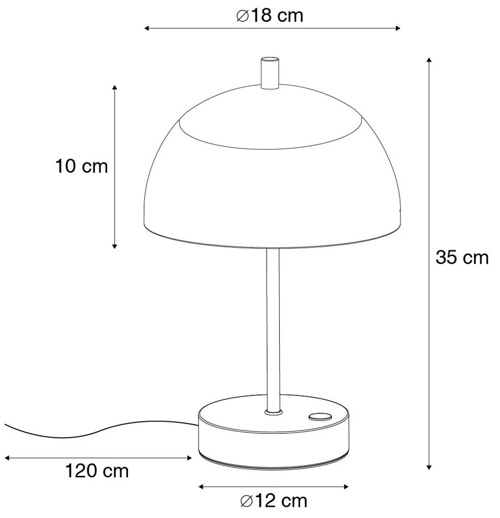 Nowoczesna lampa stołowa czarna z opalowym szkłem, w tym LED z 3-stopniowym ściemniaczem - Djent Nowoczesny Oswietlenie wewnetrzne