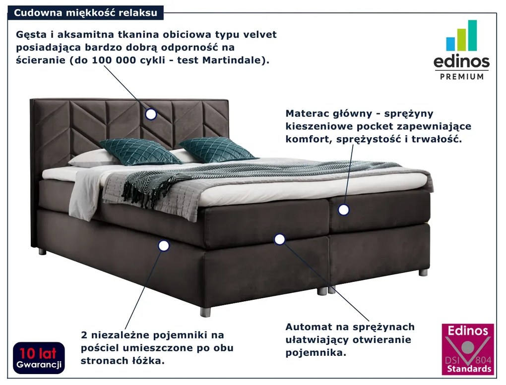 Brązowe łóżko kontynentalne z zagłówkiem 5 rozmiarów M4-G48