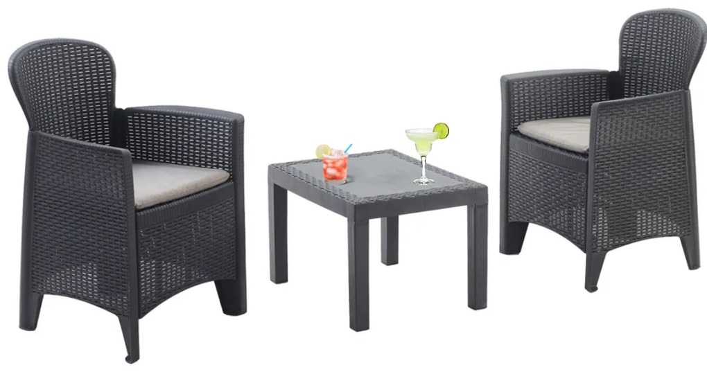 Zestaw ogrodowy AKITA, 3-częściowy, antracytowy I.P.A.E-Progarden