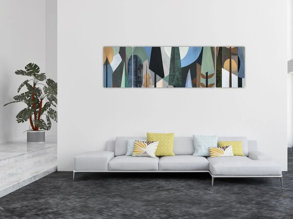 Obraz - Naturalna geometria abstrakcyjna II. (170x50 cm)