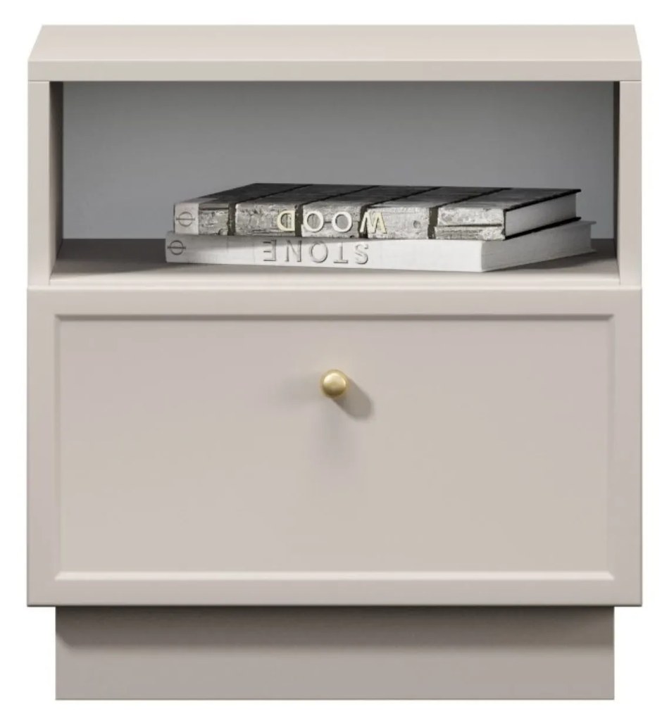 Szafka nocna Lorini z szufladą 45 cm - kaszmir / złoty uchwyt