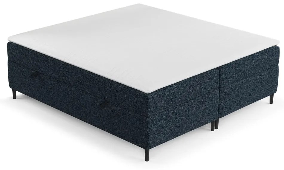 Ciemnoniebieskie łóżko boxspring ze schowkiem 140x200 cm Araya – Maison de Rêve