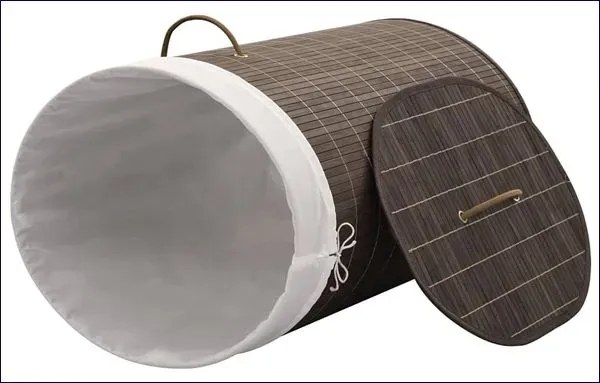 Bambusowy owalny pojemnik na pranie  ciemnobrązowyM9-D63