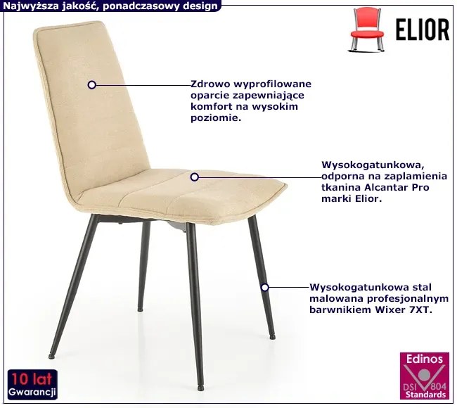 Beżowe nowoczesne krzesło tapicerowane E2-S65
