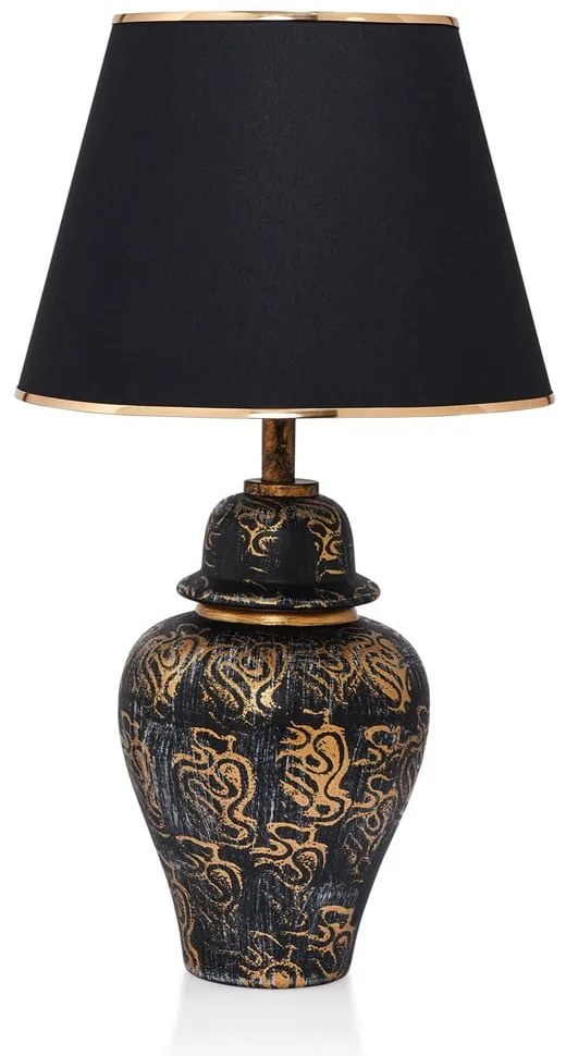 Lampa stołowa w czarno-złotym kolorze z tekstylnym kloszem (wysokość 54 cm) Derin – Opviq lights