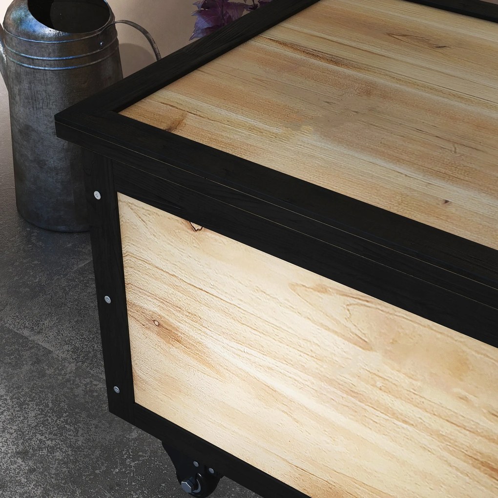 Outsunny Drewniana Skrzynia Ogrodowa 121L na Poduszki z Kółkami Odporna na Warunki Atmosferyczne Naturalny Kolor do Balkonu Tarasu | Aosom PL