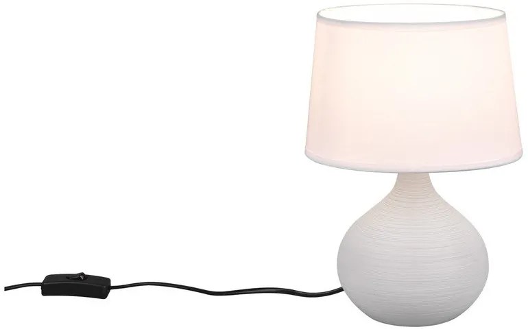 Biało-brązowa lampa stołowa z ceramiki i tkaniny Reality Martin, wys. 29 cm