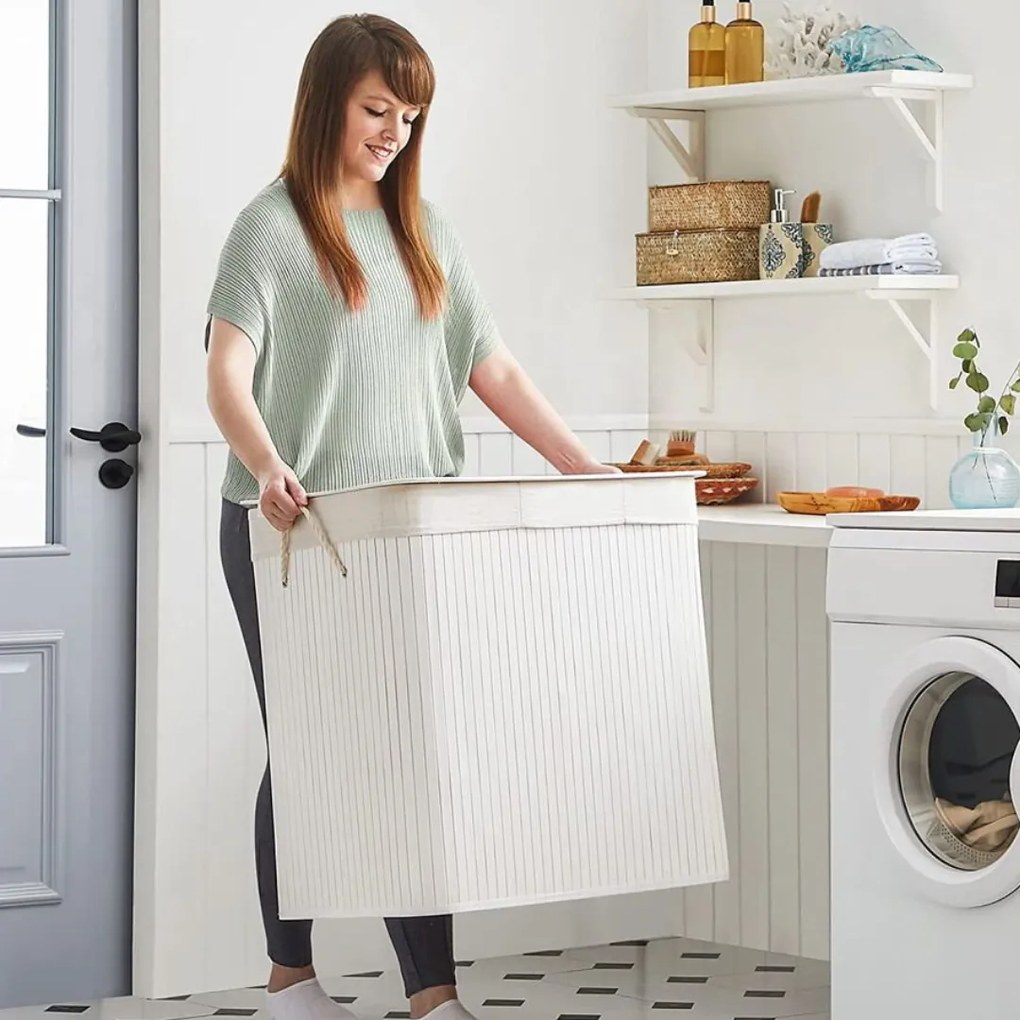 Kosz na bieliznę DORA, 150 l, biała Jurhan