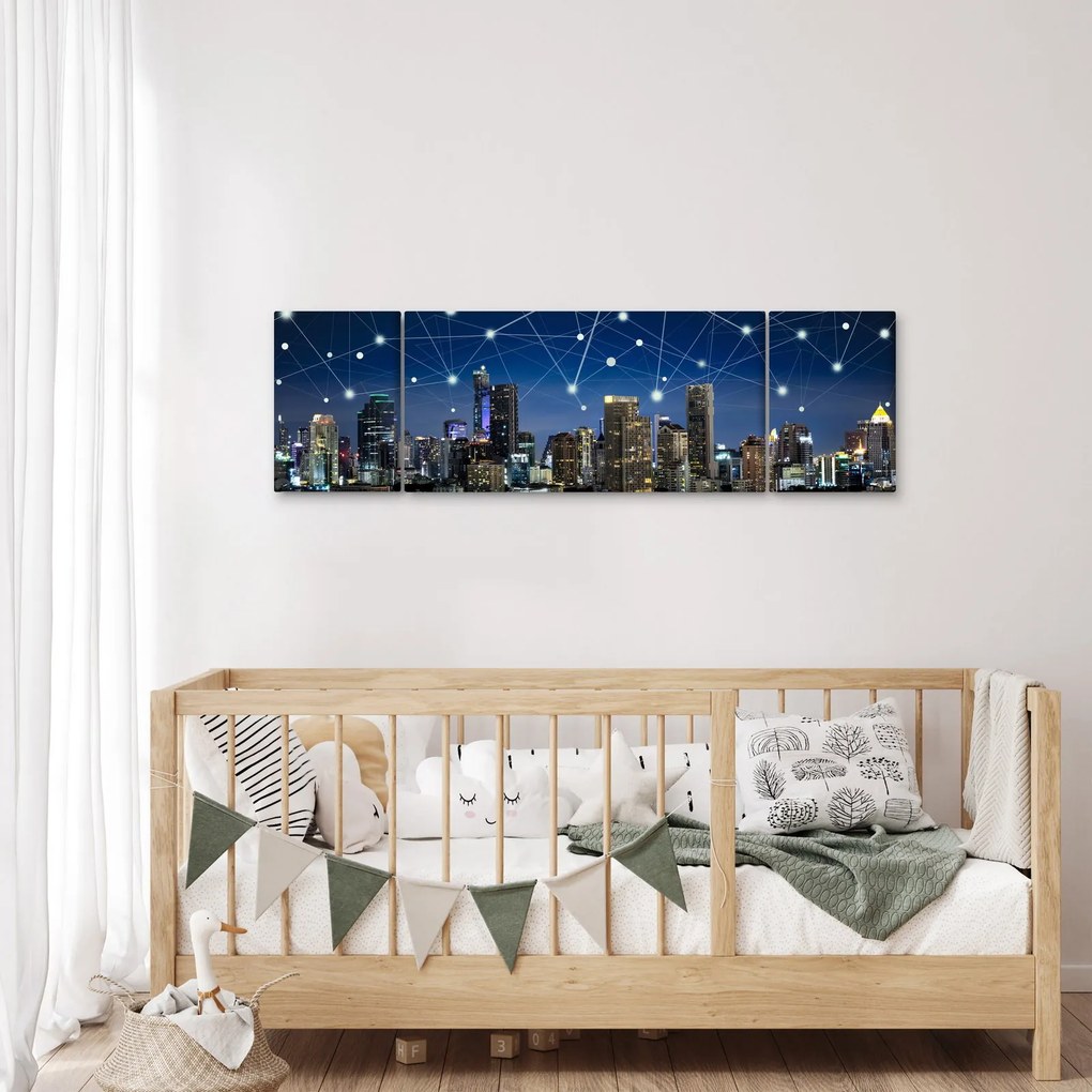 Obraz - Wielkie miasto nocą (170x50 cm)