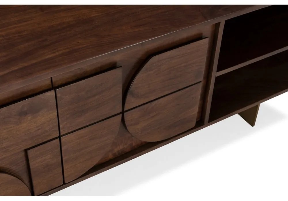 Brązowa szafka pod TV z litego drewna mango 145x55x40 cm Trisha – MOME