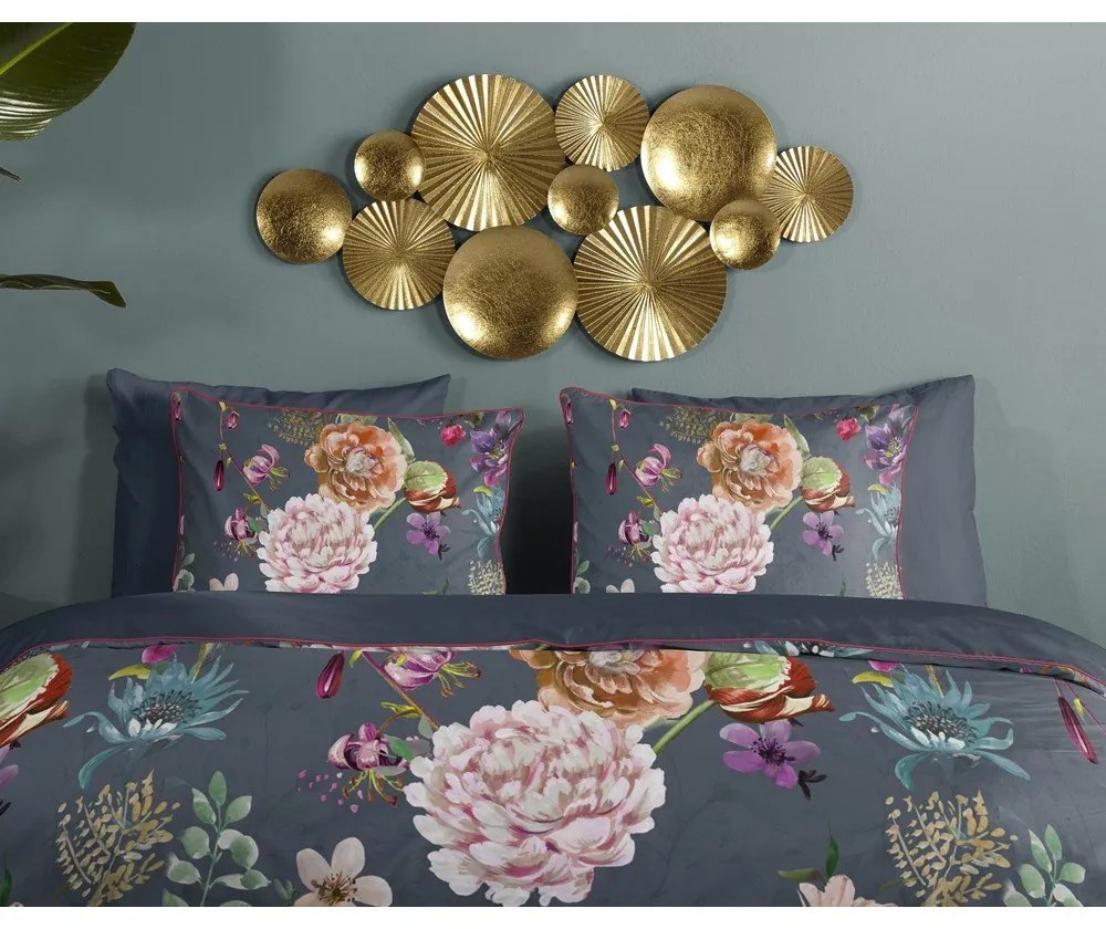Antracytowa pościel dwuosobowa z satyny bawełnianej 240x220 cm Parma – Descanso