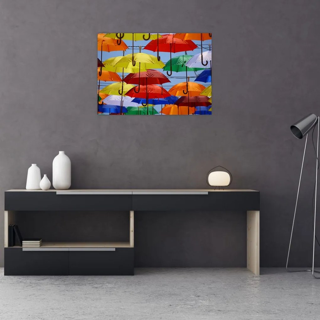 Obraz kolorowych parasoli (70x50 cm)