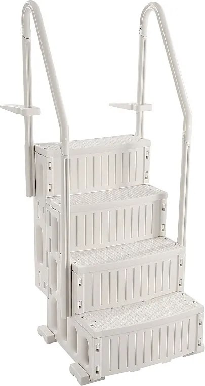 Drabinka Basenowa, SucceBuy 4-stopniowa Biała Drabinka Basenowa, 2 Poręcze, Nośność 181,4 kg do Basenów 122-137 cm