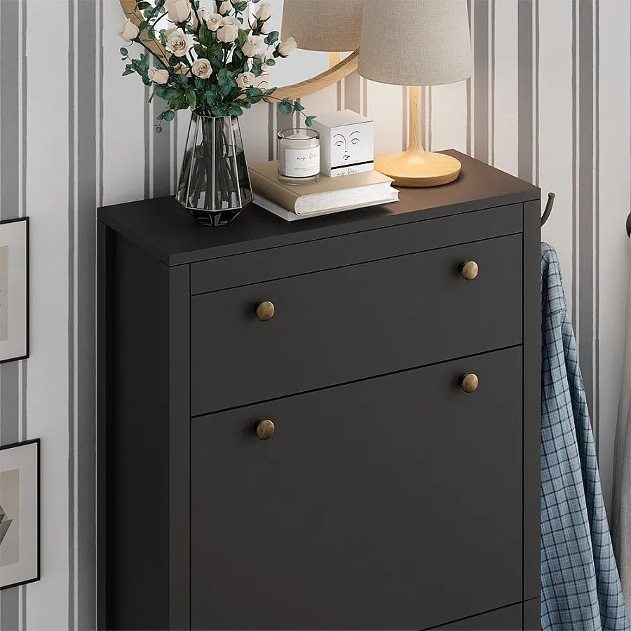 Szafka na buty czarny 60x23.5x153 aron