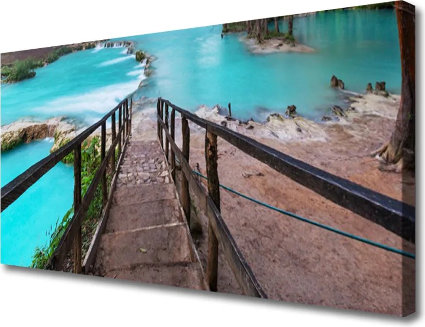 Fotoobraz na płótnie Schody prowadzące do Jeziora