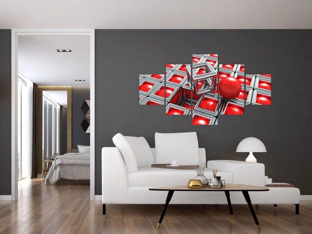 Obraz - 3D metaliczna abstrakcja (125x70 cm)