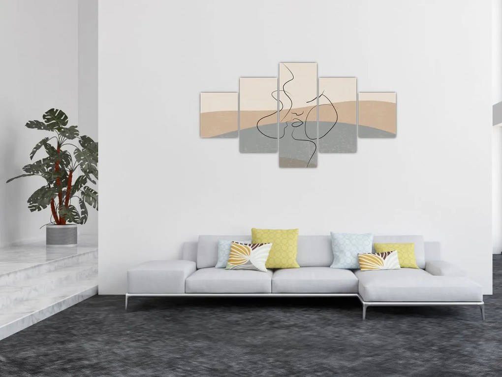 Obraz - Line art kiss (125x70 cm)