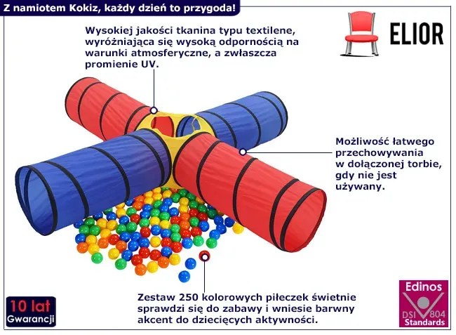 Kolorowy tunel do zabawy z piłeczkami T5-F14