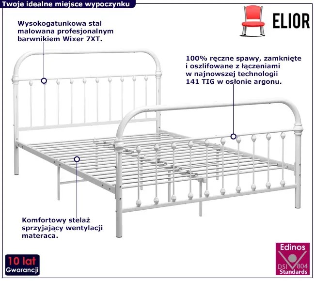Białe minimalistyczne łóżko metalowe 120 x 200 cm T9-Z18