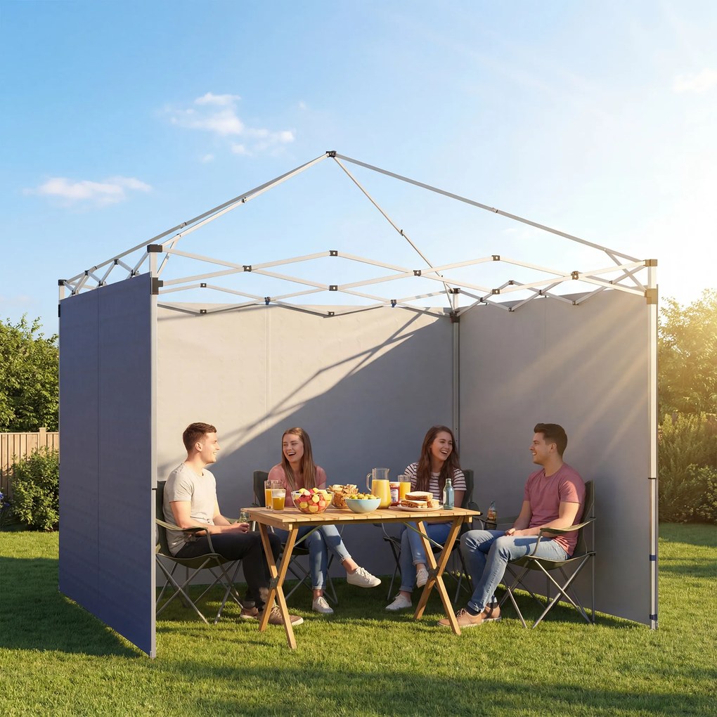 Outsunny 3-częściowy zestaw bocznych ścian z zamknięciem na suwak do pawilonu 3x3 m, ciemnoniebieski | Aosom PL