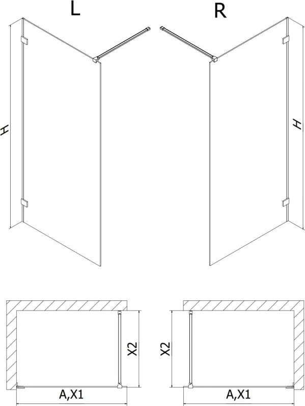 Mexen Lunar ścianka prysznicowa Walk-in lewa 110 x 200 cm, transparent 8 mm, chrom - 830-110-000-01-00-L