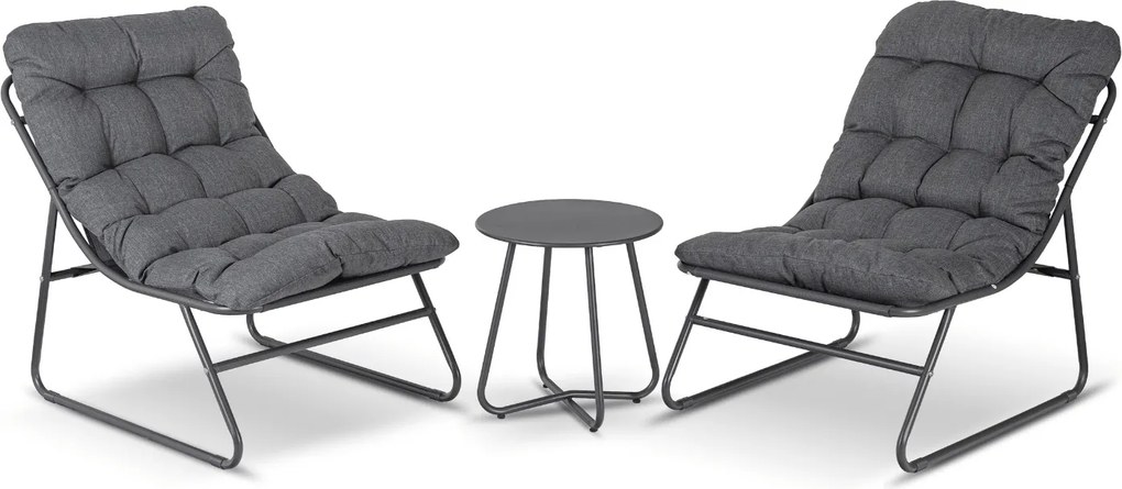 Zestaw mebli ogrodowych na balkon i taras Nivo 065 - 2 fotele i stolik, kolor szary