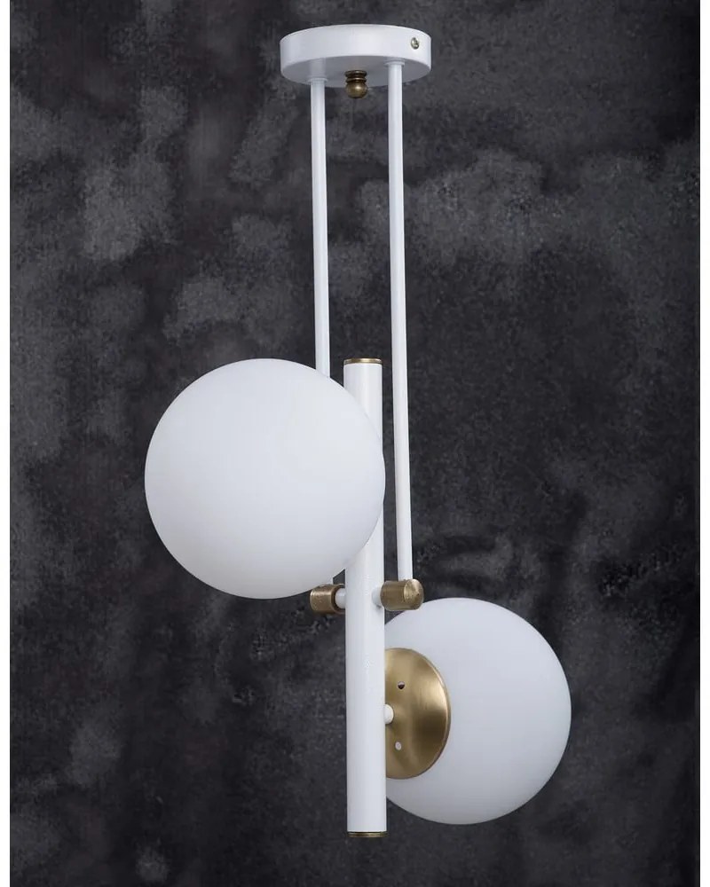 Lampa wisząca w biało-złotym kolorze ze szklanym kloszem ø 15 cm Libra – Squid Lighting