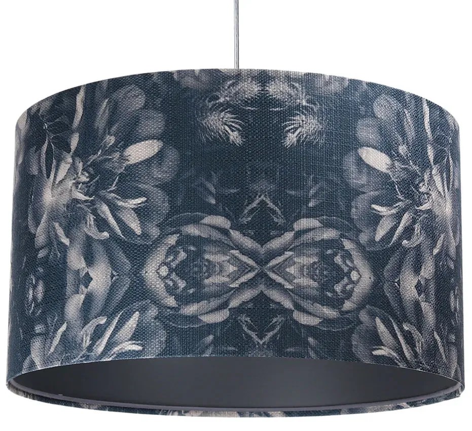 Granatowa lampa wisząca z abażurem w kwiaty - 3X S394 T0-K76