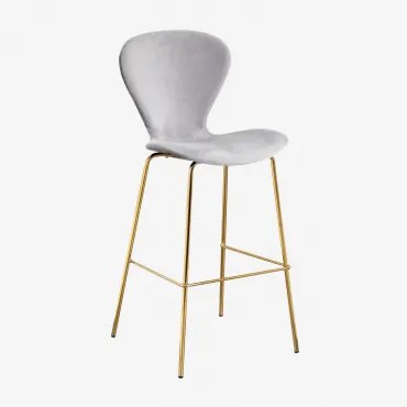 Zestaw 2 Wysokich Stołków Uit ↑75 Cm & Goud & Aksamitny Jasny Szary & Aksamitny - Sklum